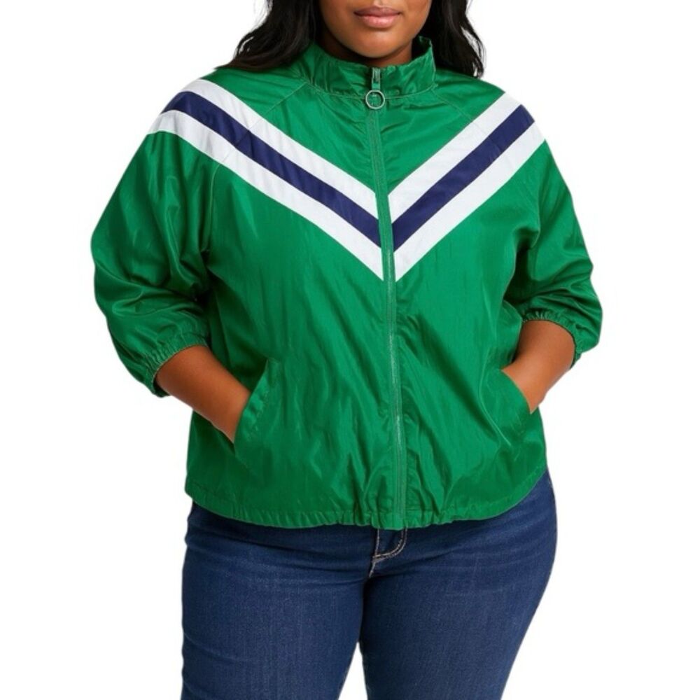 New Look Women’s Chevron Stripe Windbreaker Jacket | Size 2X